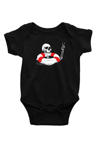 İskelet BaskılıSiyah  Bebek Body - Zıbın