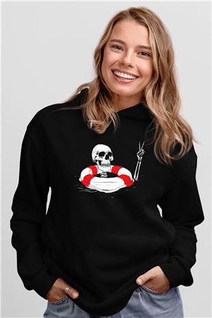 İskeletSiyah  Unisex Hoodie