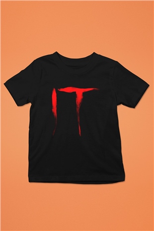It Baskılı Siyah Unisex Çocuk Tişört