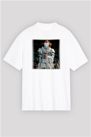 It Beyaz Unisex Oversize Tişört T-Shirt