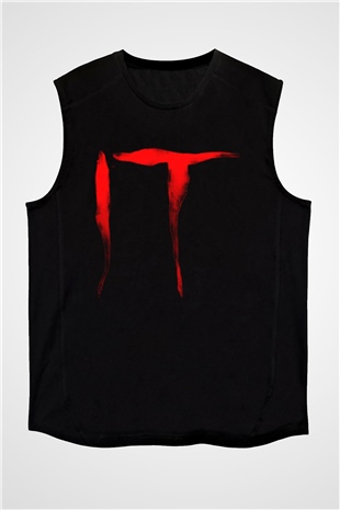 It Siyah Unisex Kolsuz Tişört