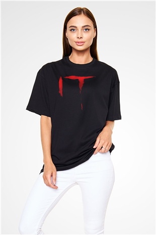 It Siyah Oversize Tişört Oversize T-shirt