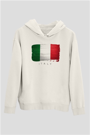 İtalya Beyaz Unisex Hoodie