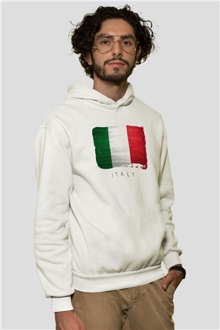 İtalya Beyaz Unisex Hoodie