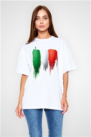 İtalya Beyaz Unisex Oversize Tişört T-Shirt