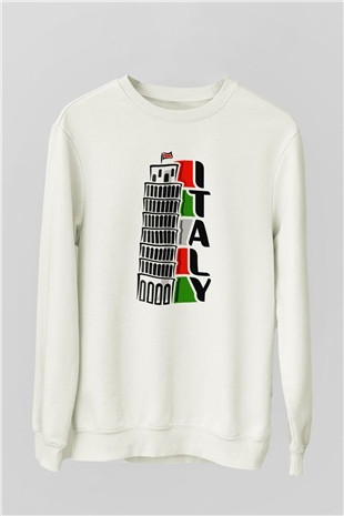 İtalya Beyaz Unisex Sweatshirt