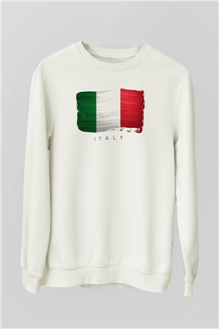 İtalya Beyaz Unisex Sweatshirt