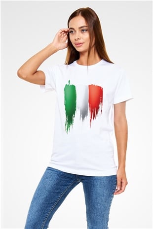İtalya Beyaz Unisex Tişört T-Shirt - TişörtFabrikası