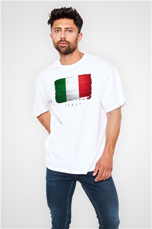 İtalya Beyaz Oversize Tişört Oversize T-shirt - TişörtFabrikası