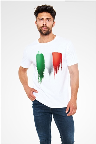 İtalya Beyaz Unisex Tişört T-Shirt - TişörtFabrikası