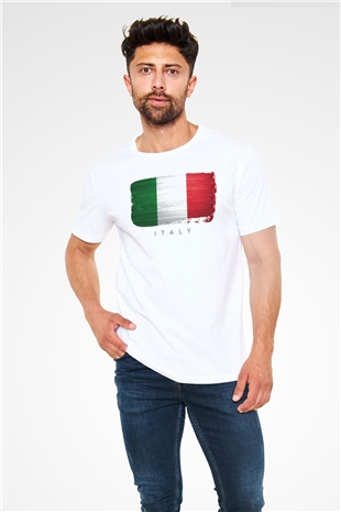 İtalya Beyaz Unisex Tişört T-Shirt - TişörtFabrikası