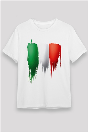 İtalya Beyaz Unisex Tişört T-Shirt - TişörtFabrikası