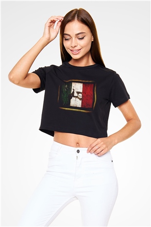 İtalya Siyah Crop Top Tişört