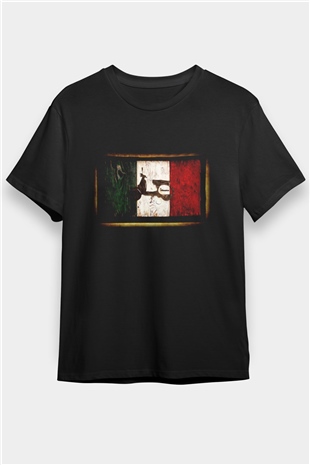 İtalya Siyah Unisex Tişört T-Shirt - TişörtFabrikası