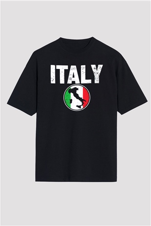 İtalya Siyah Oversize Tişört Oversize T-shirt - TişörtFabrikası