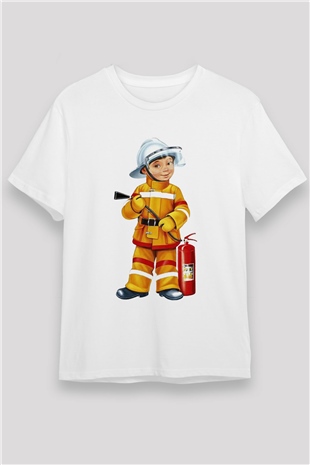 İtfaiyeci Beyaz Unisex Tişört T-Shirt - TişörtFabrikası