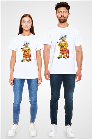 İtfaiyeci Beyaz Unisex Tişört T-Shirt - TişörtFabrikası