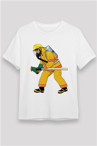 İtfaiyeci Beyaz Unisex Tişört T-Shirt - TişörtFabrikası
