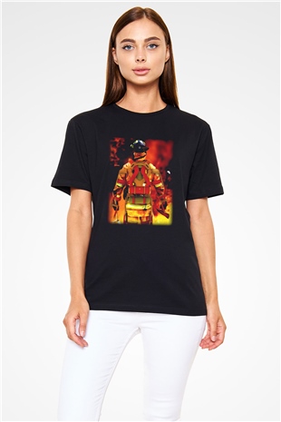 İtfaiyeci Siyah Unisex Tişört T-Shirt - TişörtFabrikası