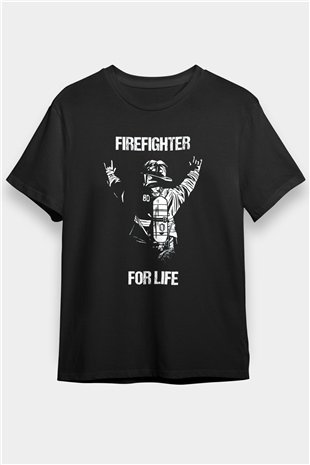 İtfaiyeci Siyah Unisex Tişört T-Shirt - TişörtFabrikası