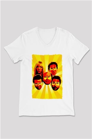 Its Always Sunny in Philadelphia Beyaz Unisex V Yaka Tişört