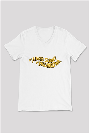 Its Always Sunny in Philadelphia Beyaz Unisex V Yaka Tişört T-Shirt