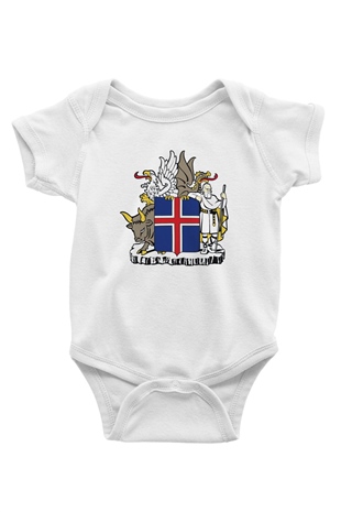 İzlanda Baskılı Beyaz Unisex Bebek Body - Zıbın