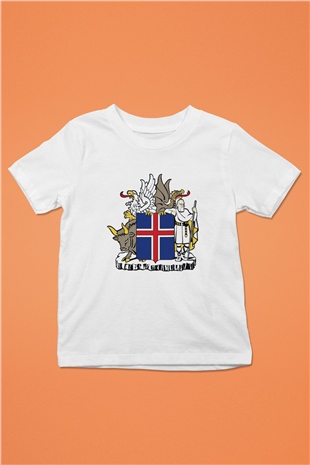 İzlanda Baskılı Beyaz Unisex Çocuk Tişört