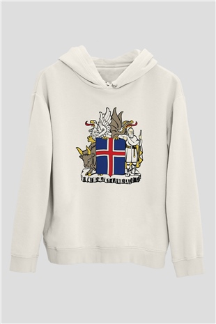 İzlanda Beyaz Unisex Kapşonlu Sweatshirt