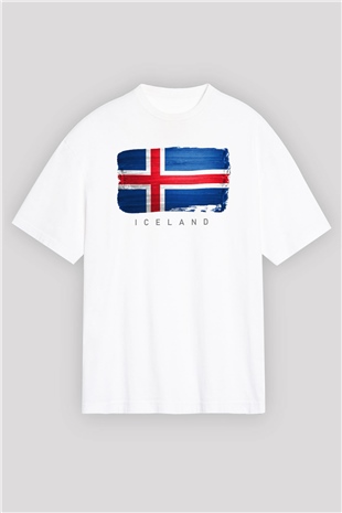 İzlanda Beyaz Oversize Tişört Oversize T-shirt - TişörtFabrikası