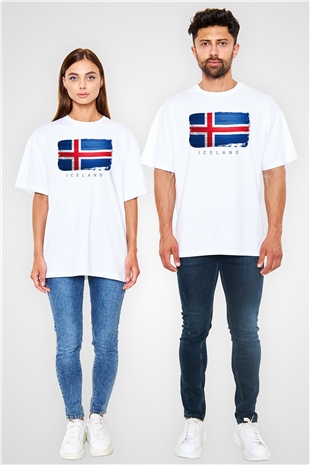 İzlanda Beyaz Oversize Tişört Oversize T-shirt - TişörtFabrikası