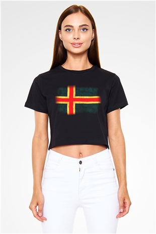 İzlanda Siyah Crop Top Tişört