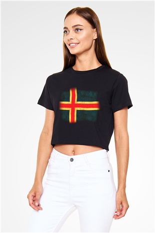 İzlanda Siyah Crop Top Tişört