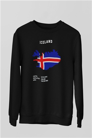İzlanda Siyah Unisex Sweatshirt