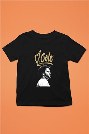 J. Cole Baskılı Siyah Unisex Çocuk Tişört
