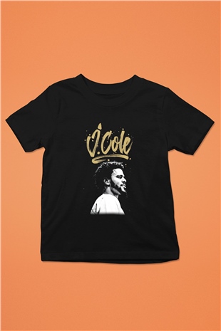 J. Cole Baskılı Siyah Unisex Çocuk Tişört