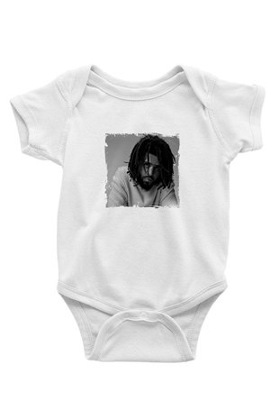 J. Cole Baskılı Unisex Beyaz Bebek Body - Zıbın