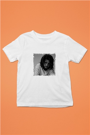 J. Cole Baskılı Unisex Beyaz Çocuk Tişört