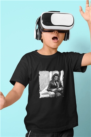 J. Cole Baskılı Unisex Siyah Çocuk Tişört