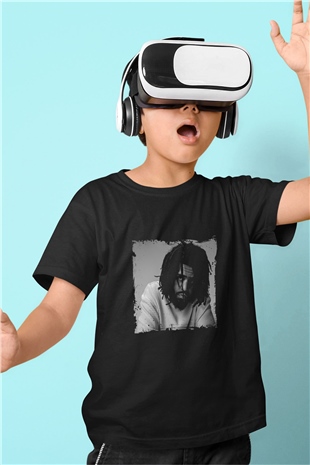 J. Cole Baskılı Unisex Siyah Çocuk Tişört