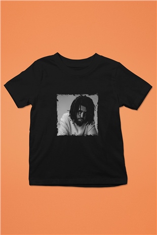 J. Cole Baskılı Unisex Siyah Çocuk Tişört