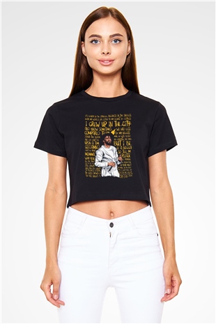 J. Cole Siyah  Crop Top Tişört
