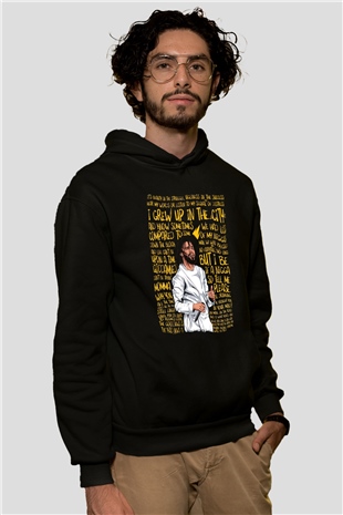J. Cole Siyah Unisex Kapüşonlu Sweatshirt