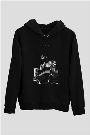 J. Cole Siyah Unisex Kapüşonlu Sweatshirt