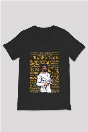 J. Cole Siyah Unisex V Yaka Tişört