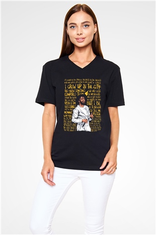 J. Cole Siyah Unisex V Yaka Tişört