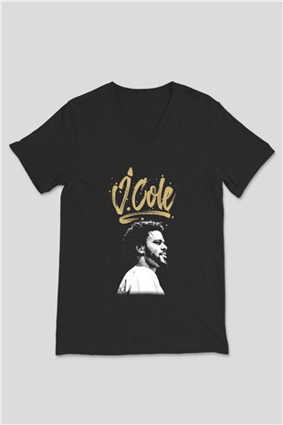 J. Cole Siyah Unisex V Yaka Tişört T-Shirt