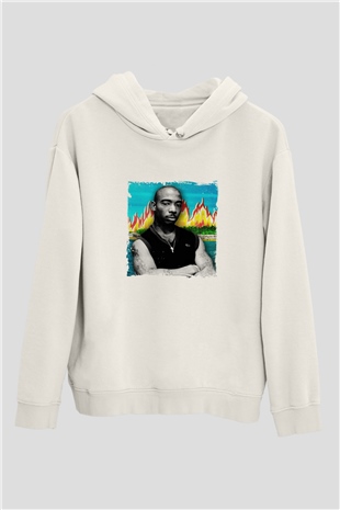 Ja Rule Baskılı Unisex Beyaz Kapüşonlu Sweatshirt