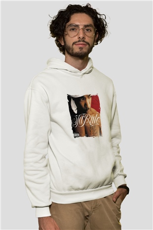 Ja Rule Baskılı Unisex Beyaz Kapüşonlu Sweatshirt