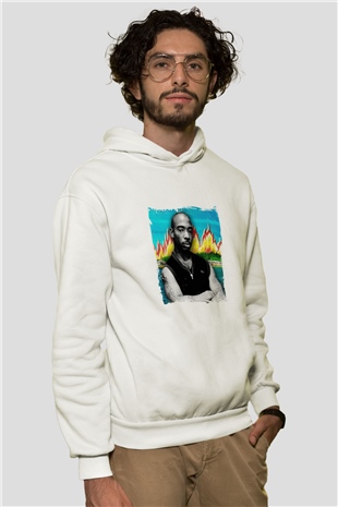 Ja Rule Baskılı Unisex Beyaz Kapüşonlu Sweatshirt